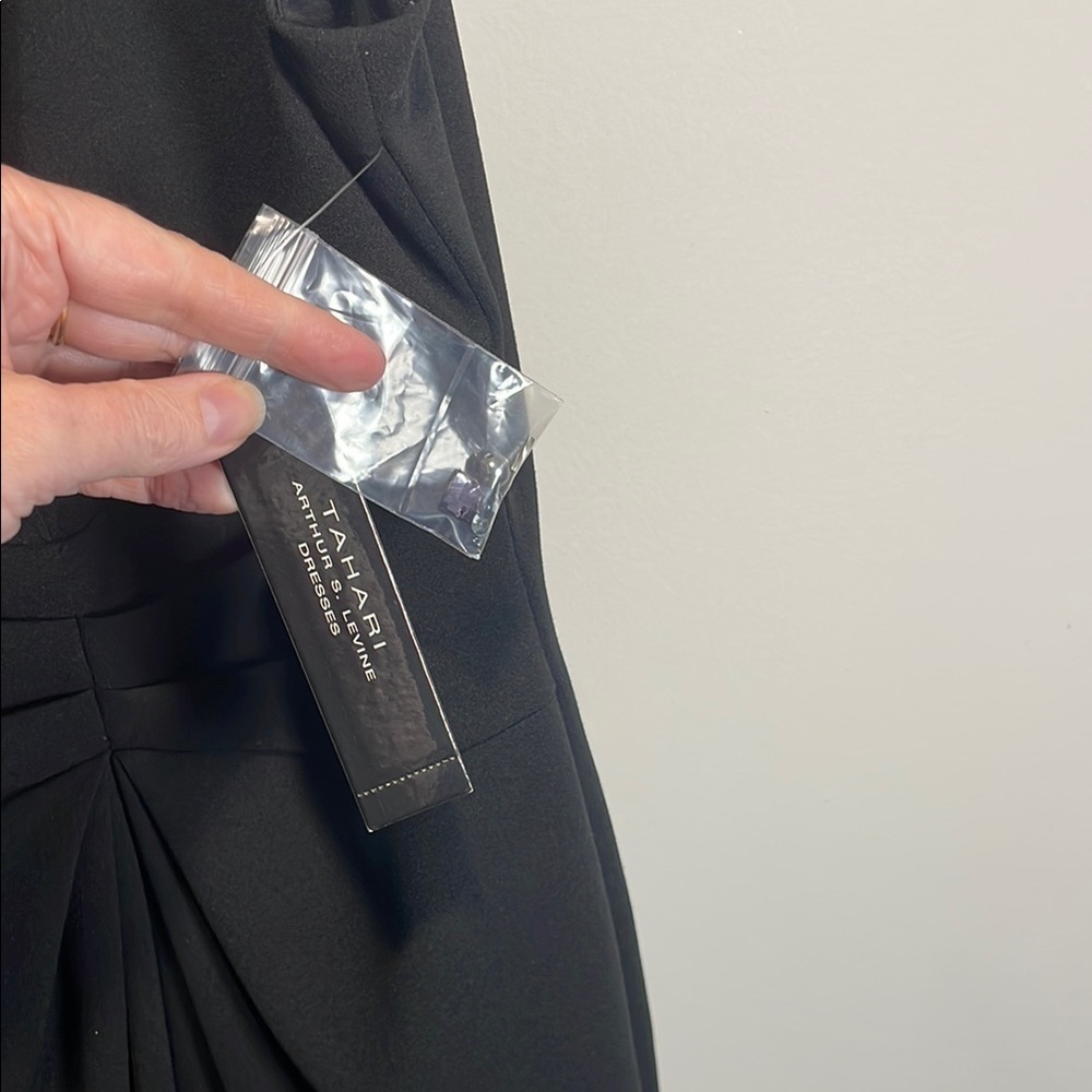 Tahari ASL Cocktail Dress Embellished Neck Ruched Size 14 nwt - Picture 8 of 13